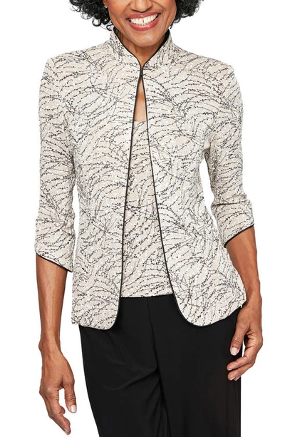 Shop Alex Evenings Foiled Print Twinset In Beige