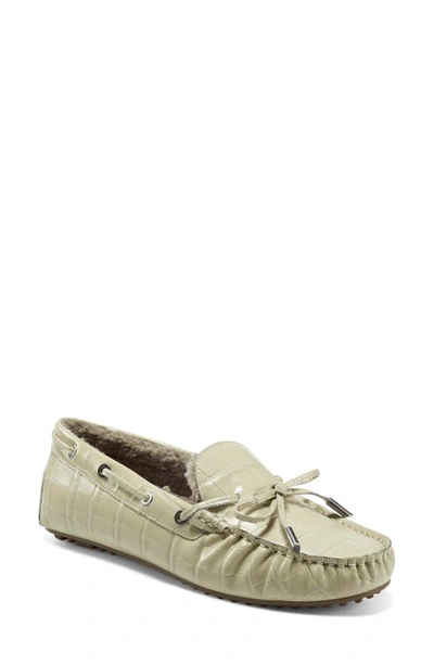Shop Aerosoles Winter Boater Faux Shearling Boater Driving Moccasin In Stone Leather