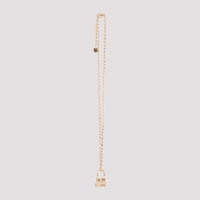 Shop Jacquemus Mini Tote Bag Pendant Necklace In Gold