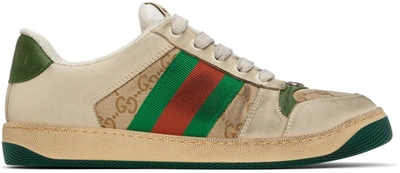 Shop Gucci Beige Screener Gg Sneakers In 9666 New Sa/du.mi/vi
