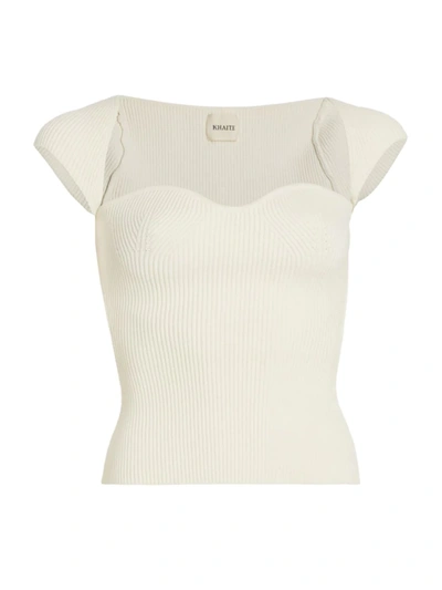 Shop Khaite Women's Ista Ribbed Corset Sweater In Ivory