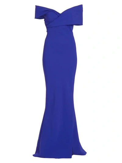 Shop Chiara Boni La Petite Robe Women's Stretch Jersey Fishtail Gown In Sapphire