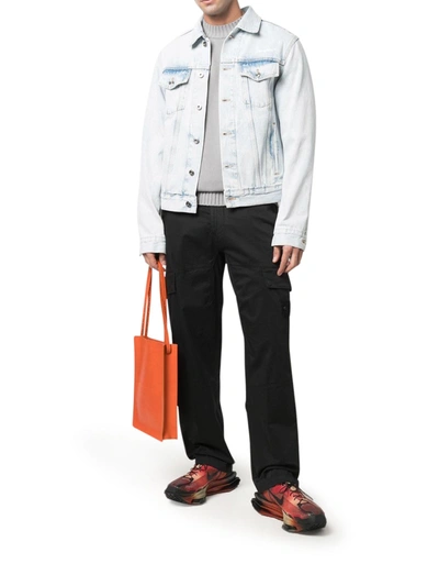 Shop Off-white Bleached-effect Denim Jacket In Blue
