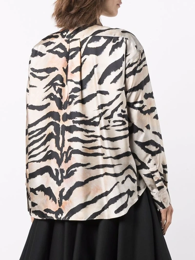 Shop Roberto Cavalli Tiger Print Silk Shirt In Black