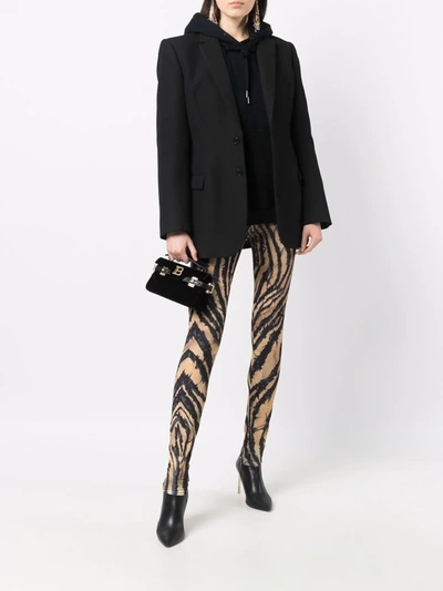 Shop Roberto Cavalli Zebra-print Leggings In Black