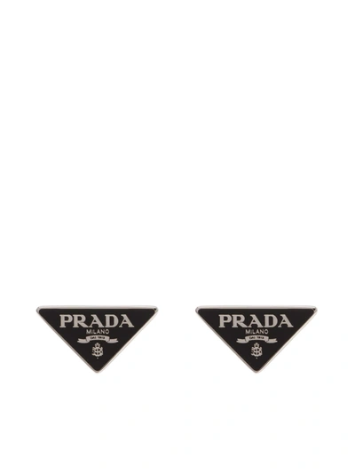 Shop Prada Symbole Earrings In Black