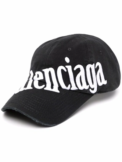 Shop Balenciaga Diagonal-logo Baseball Cap In Black