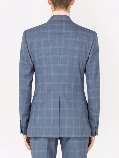 Shop Dolce & Gabbana Sicily-fit Double-breasted Checked Suit In Blue