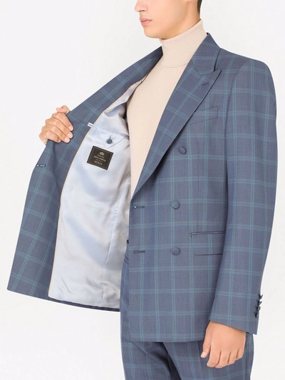 Shop Dolce & Gabbana Sicily-fit Double-breasted Checked Suit In Blue