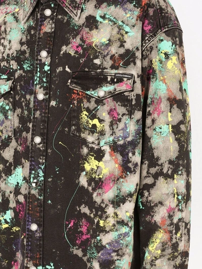Dolce & Gabbana Paint-splatter Longsleeved Shirt In Black
