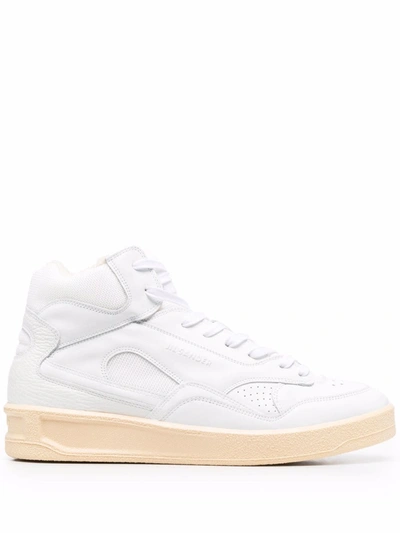 Shop Jil Sander Basket Hi Lace-up Sneakers In White