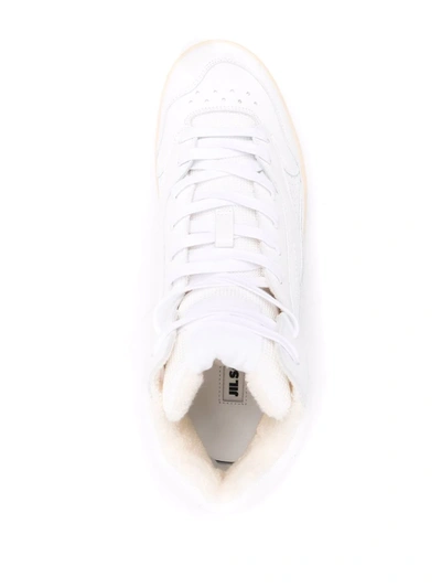 Shop Jil Sander Basket Hi Lace-up Sneakers In White