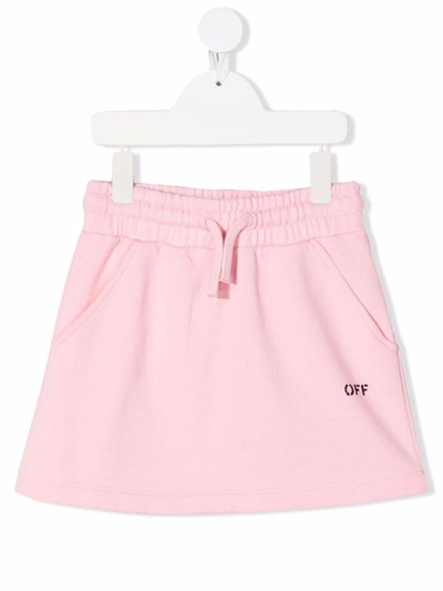 Off-white Logo Cotton Mini Sweat Skirt In Pink