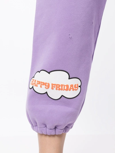 Shop Natasha Zinko Happy Friday Distressed Track Pants In Purple