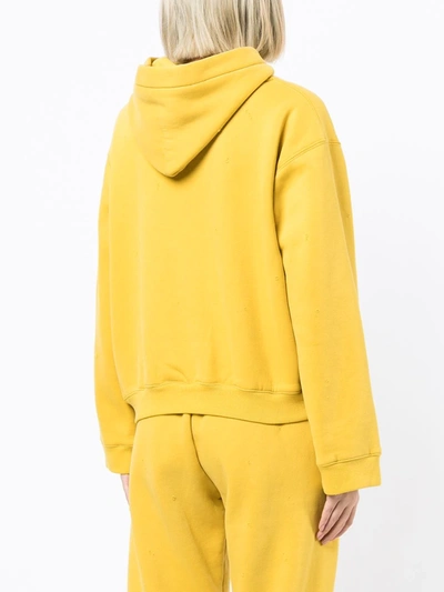 Shop Natasha Zinko Happy Wednesday Distressed Hoodie In Yellow