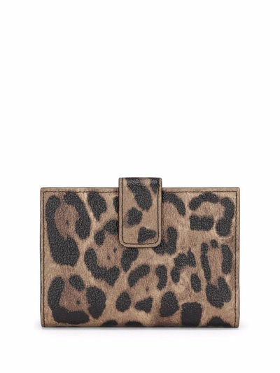 Shop Dolce & Gabbana Crespo Leopard-print Zip-around Wallet In Brown
