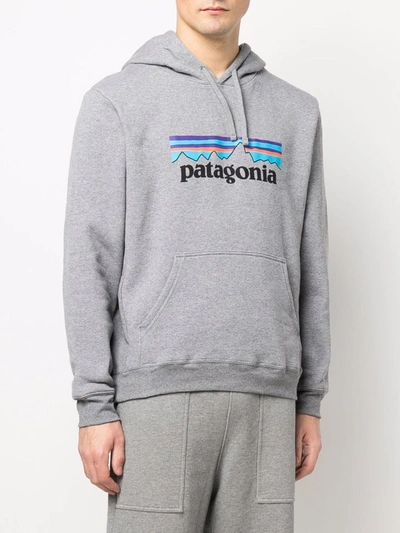 Patagonia Recycled Logo-print Hoodie In Grey