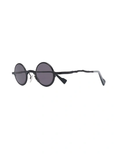 Shop Kuboraum Knarled-arm Rounded Sunglasses In Black