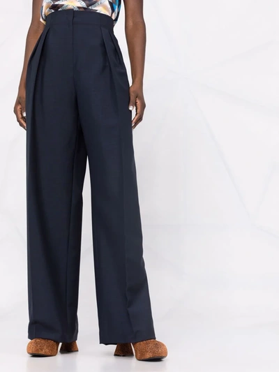 Shop Fendi High-waist Darted Trousers In Blue