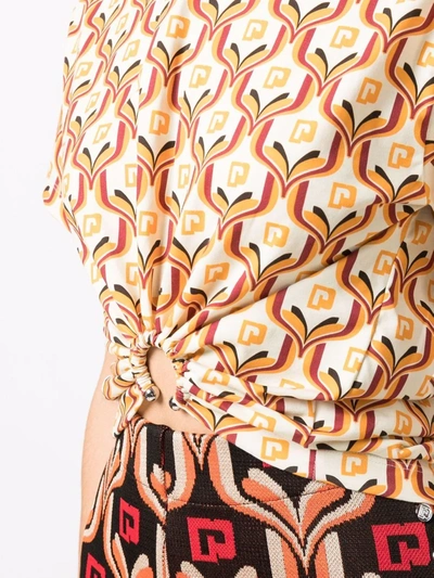 Shop Rabanne Geometric-print Organic-cotton T-shirt In Orange