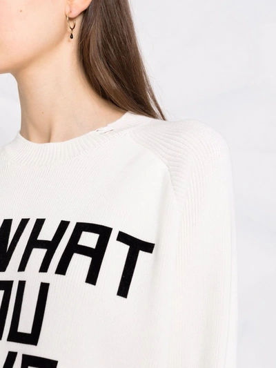 Shop Golden Goose Delilah Slogan-intarsia Jumper In White