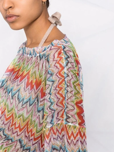 Missoni Zig-zag Printed Drawstring Beach Top In Orange