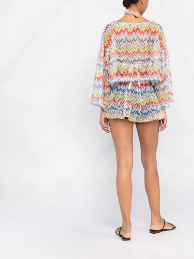 Missoni Zig-zag Printed Drawstring Beach Top In Orange