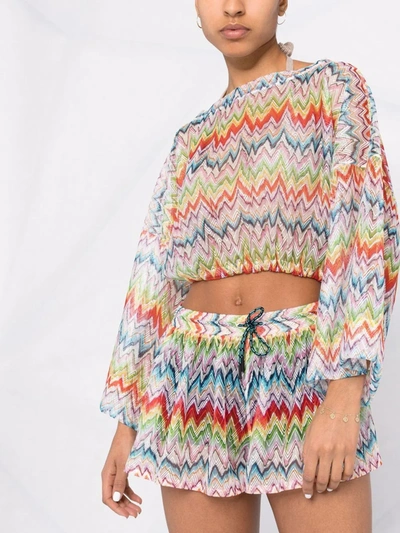Missoni Zig-zag Printed Drawstring Beach Top In Orange