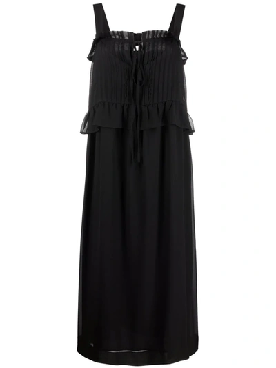 Shop See By Chloé Ruffle-detail Maxi Dress In Black