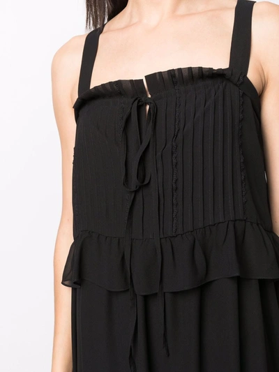 Shop See By Chloé Ruffle-detail Maxi Dress In Black