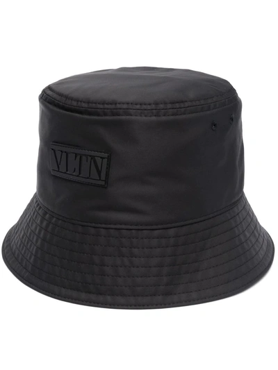 Shop Valentino Logo Patch Bucket Hat In Black