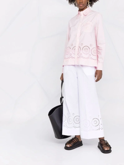 Shop P.a.r.o.s.h Broderie-anglaise Button-up Shirt In Rosa