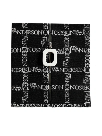 Shop Jw Anderson Logo Grid Zipped Neckband In Black