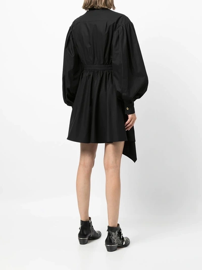 Shop Roberto Cavalli Asymmetric Shirt Dress In Black