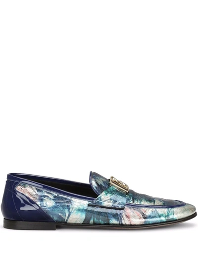 Shop Dolce & Gabbana Ariosto Abstract-print Slippers In Blue