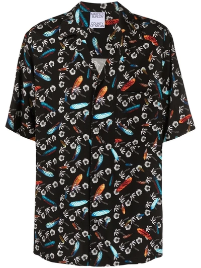 Marcelo Burlon County Of Milan Marcelo Burlon Hawaii Shirt In Black