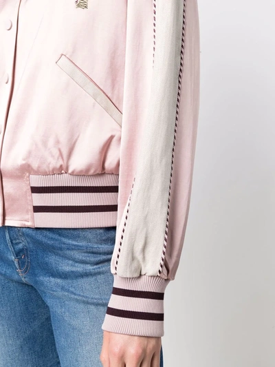 Shop Zimmermann Tropicana Embroidered Logo Bomber Jacket In Pink