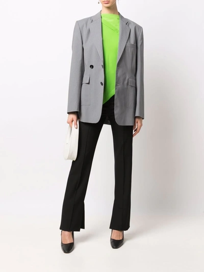 Shop Mm6 Maison Margiela Pinstripe Pattern Blazer In Grey