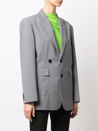 Shop Mm6 Maison Margiela Pinstripe Pattern Blazer In Grey