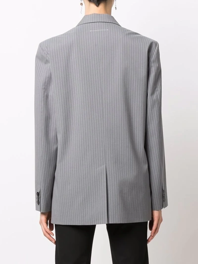 Shop Mm6 Maison Margiela Pinstripe Pattern Blazer In Grey