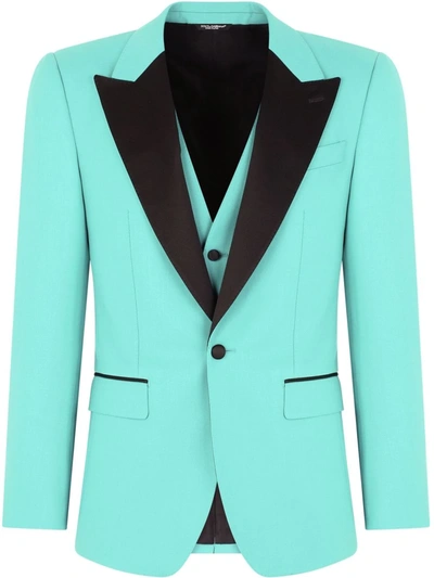 Shop Dolce & Gabbana Sicilia-fit Three-piece Tuxedo Suit In Blue