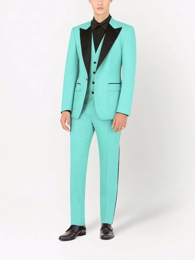 Shop Dolce & Gabbana Sicilia-fit Three-piece Tuxedo Suit In Blue