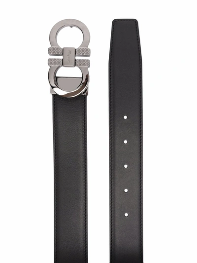 Ferragamo Gancini Leather Belt In Black