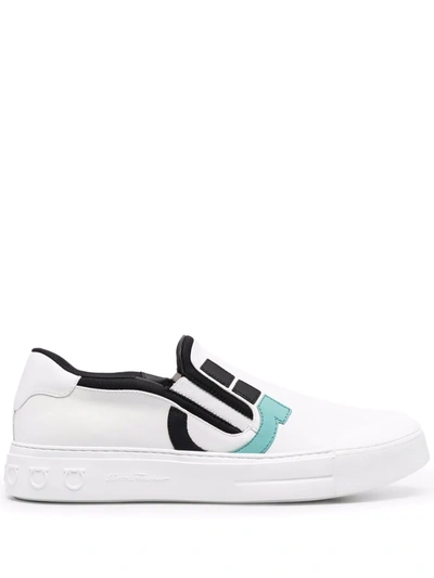 Ferragamo Gancini Slip-on Sneakers In White