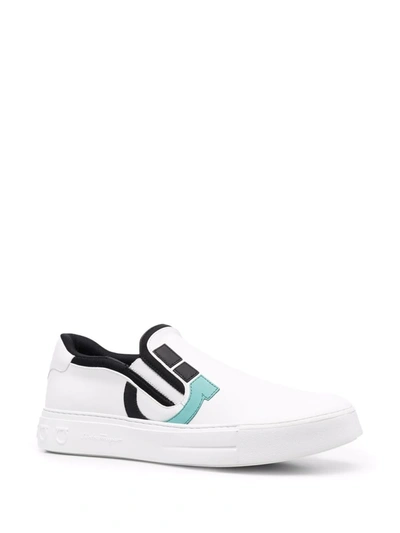 Ferragamo Gancini Slip-on Sneakers In White