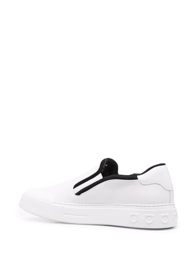 Ferragamo Gancini Slip-on Sneakers In White