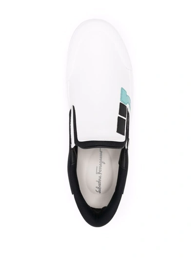 Ferragamo Gancini Slip-on Sneakers In White