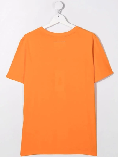 Mm6 Maison Margiela Teen Logo Print T-shirt In Orange