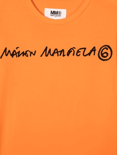 Mm6 Maison Margiela Teen Logo Print T-shirt In Orange