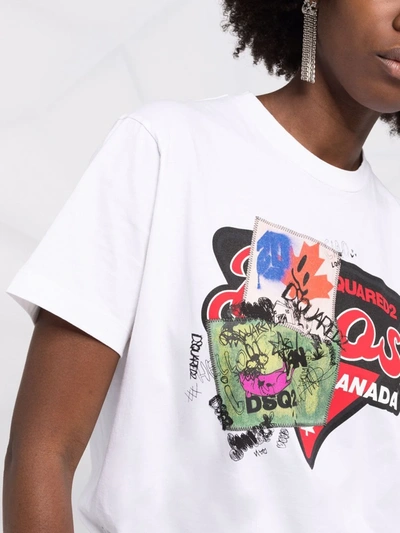 Dsquared2 Graphic Print Crew-neck T-shirt In Weiss